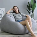 Lazy Sofas Cover Chairs Linen Cloth Lounger Seat Bean Bag Pouf Puff Couch Tatami Living Room