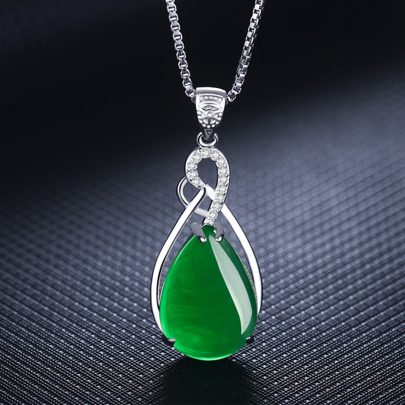 925 pendant, solid silver agate jade peridot bizuteria for women, jewelry with gemstone pendant