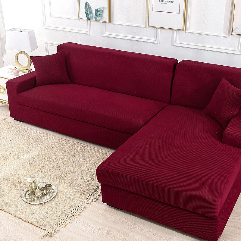 Stretch Elastic Sofa Cover Solid Non Slip Soft Slipcover Washable Couch  Furniture for Living Room