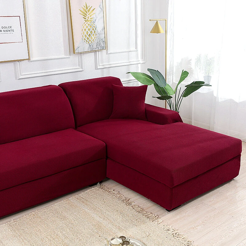 Stretch Elastic Sofa Cover Solid Non Slip Soft Slipcover Washable Couch  Furniture for Living Room