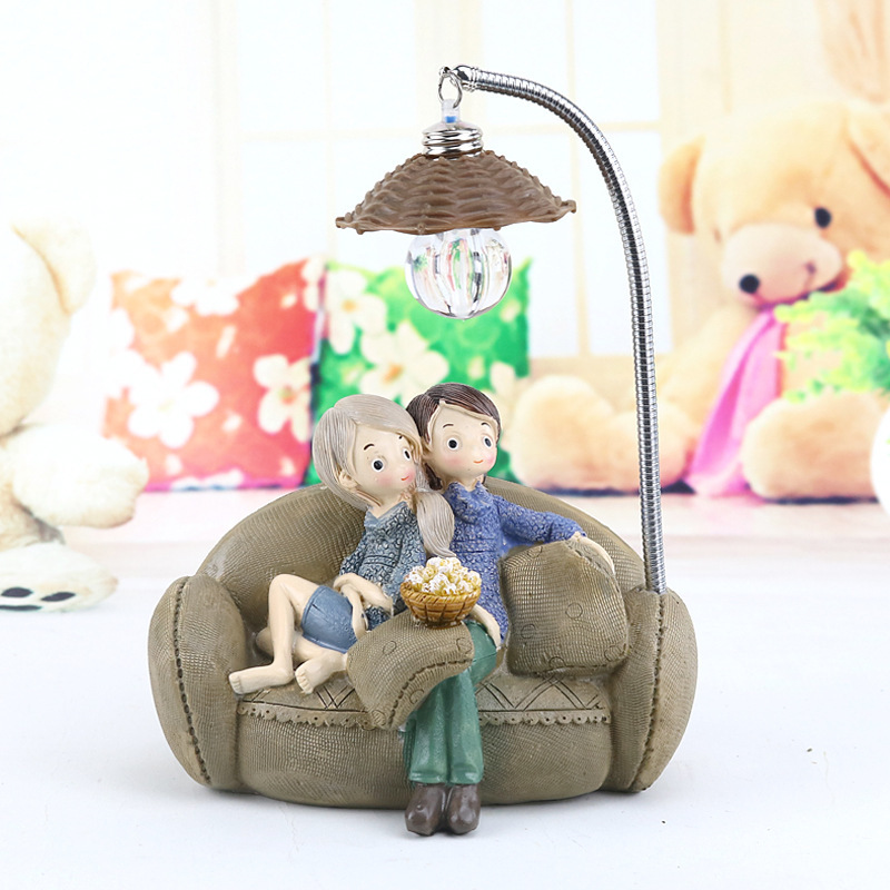 Creative Boy Girl Night Light Valentine's Day Gift Resin Craft Home Decoration ornaments