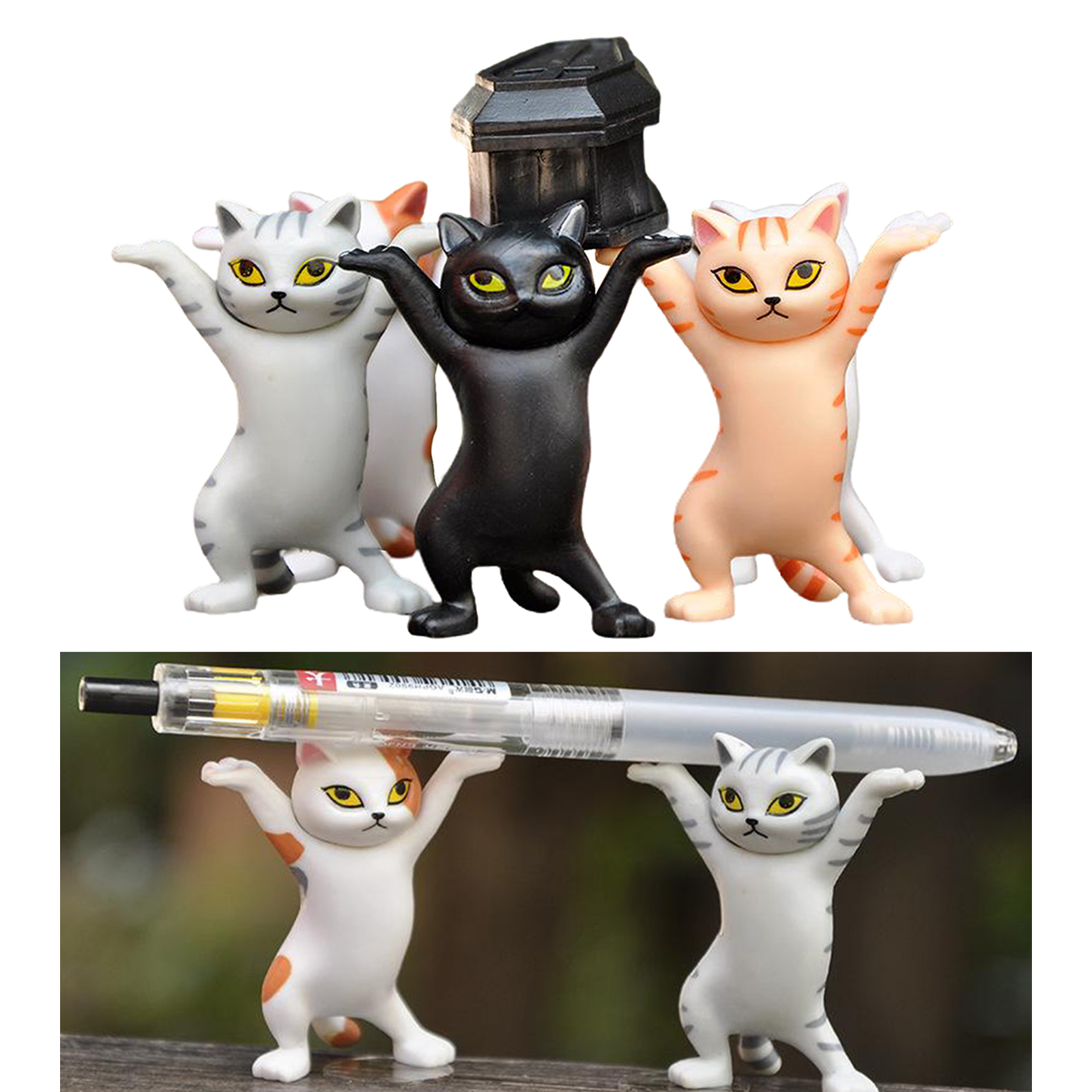 5pcs cat pencil casket holder dance team toys funny  creative desktop  cat ornament for christmas