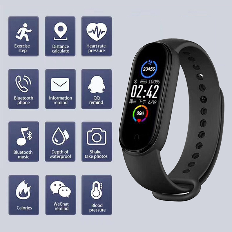New m5 smart bracelet with depression and heart rate monitor, smart fitness watch