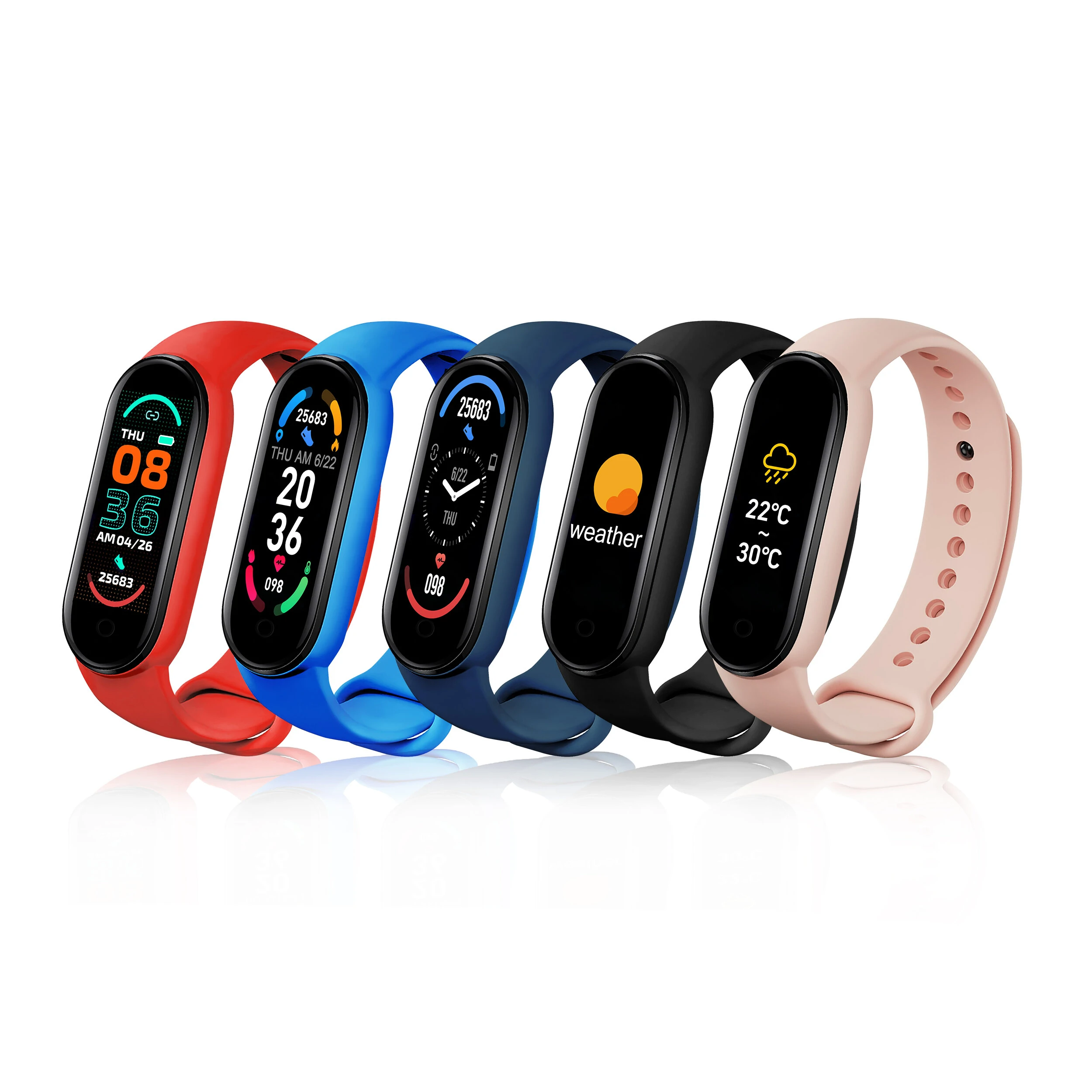 M6 0.96 inch touch screen heart rate blood pressure measurement sleep USB charging smart watch