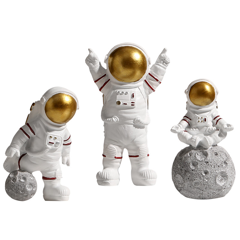 3-piece Nordic Astronaut figurines in resin, modern home decor, table ornaments, mononaut figure