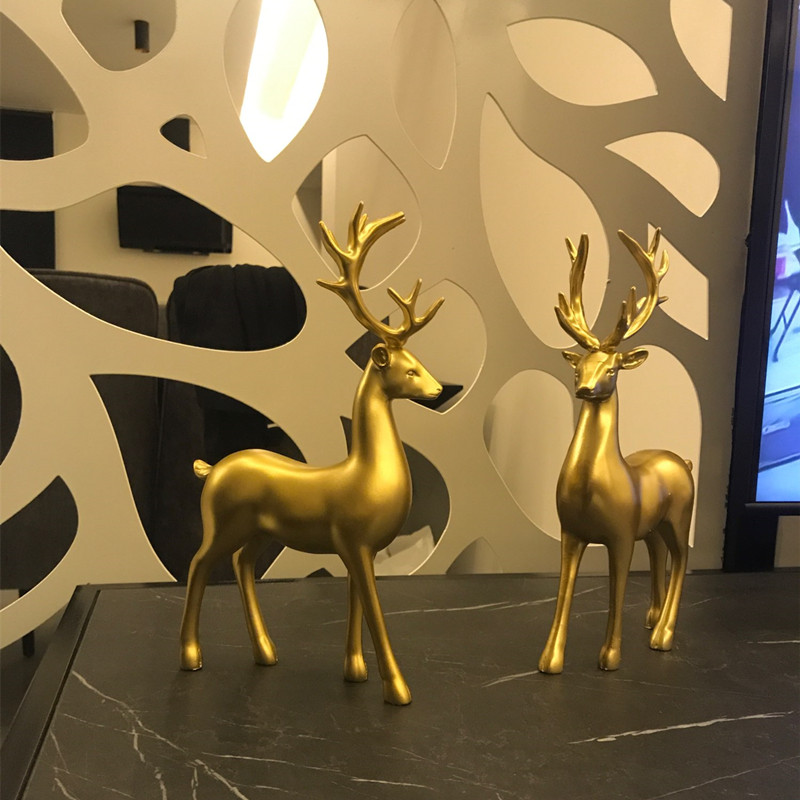 Fashion couple deer sculptures home decor figurines collectibles wedding gifts office bookself