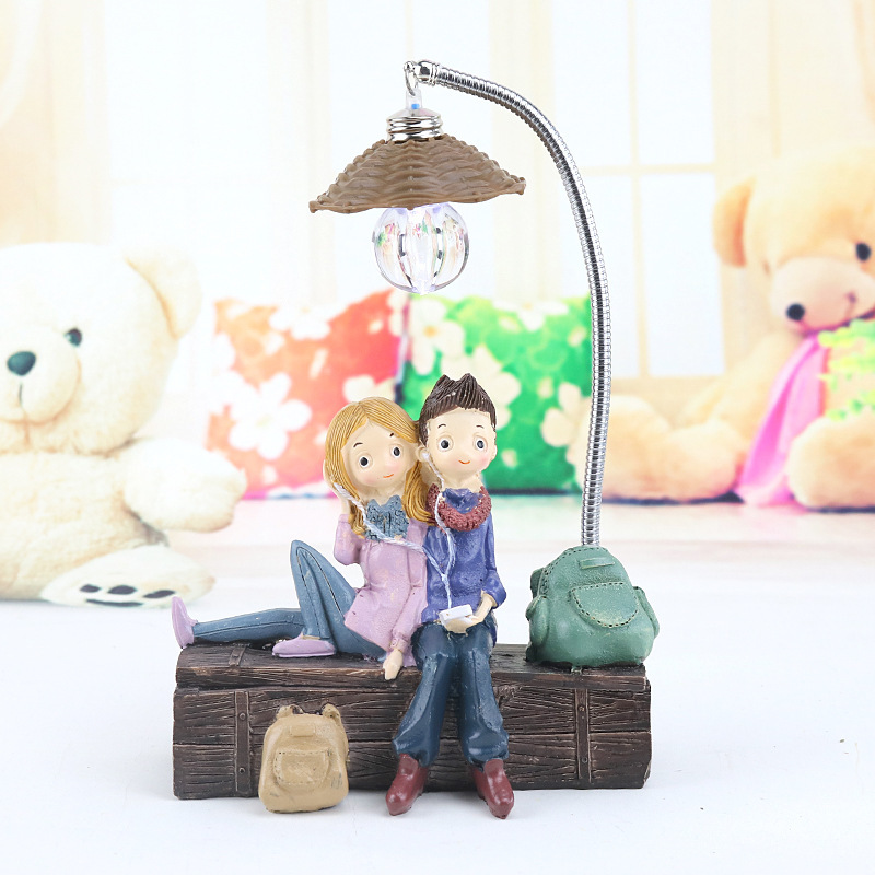 Creative Boy Girl Night Light Valentine's Day Gift Resin Craft Home Decoration ornaments