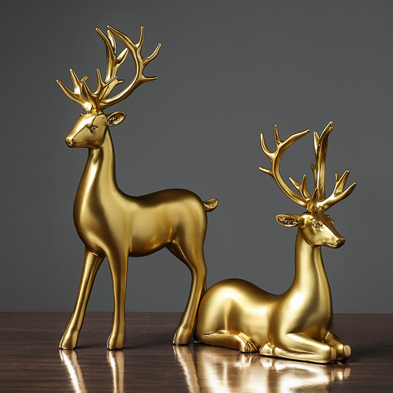 Fashion couple deer sculptures home decor figurines collectibles wedding gifts office bookself