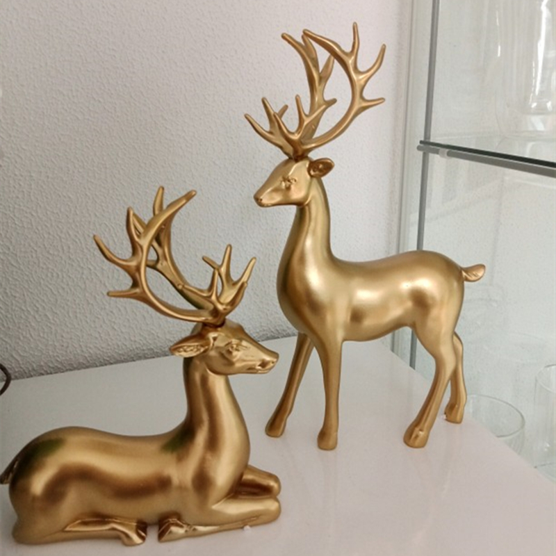 Fashion couple deer sculptures home decor figurines collectibles wedding gifts office bookself
