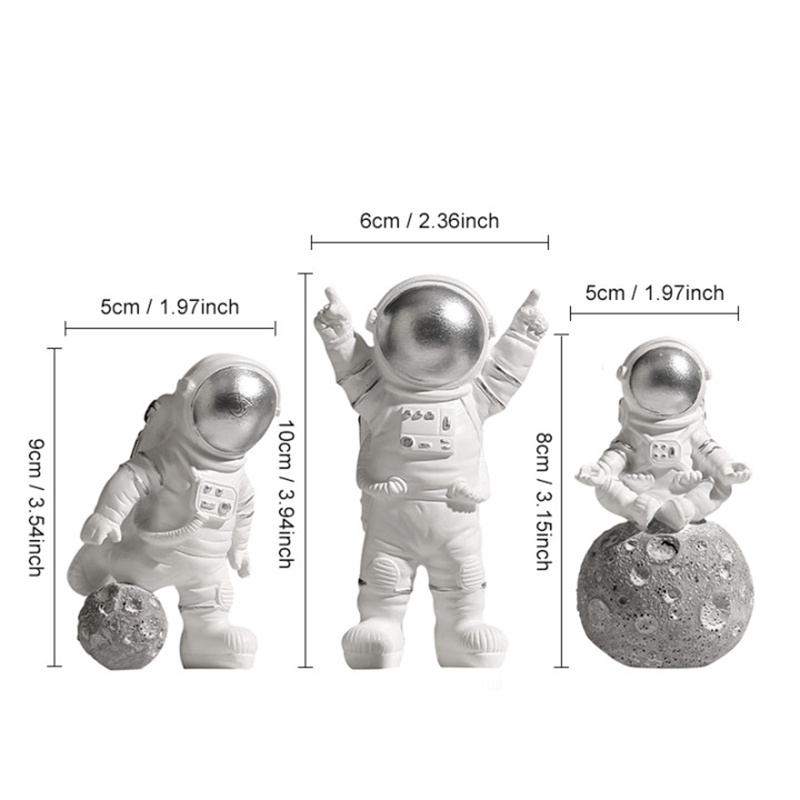 3-piece Nordic Astronaut figurines in resin, modern home decor, table ornaments, mononaut figure