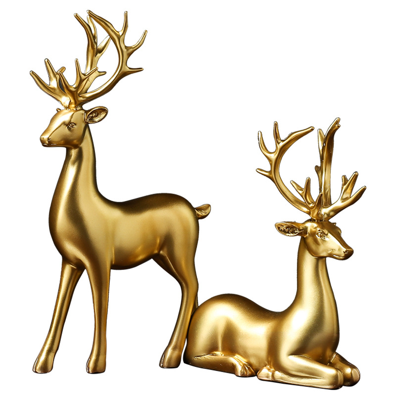Fashion couple deer sculptures home decor figurines collectibles wedding gifts office bookself