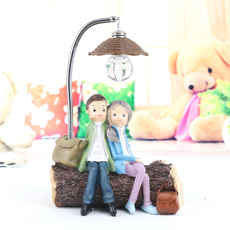 Creative Boy Girl Night Light Valentine's Day Gift Resin Craft Home Decoration ornaments