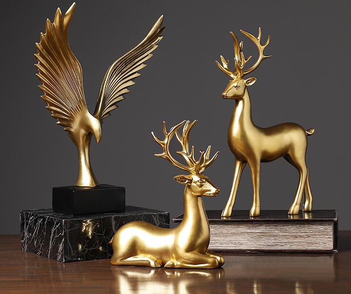 Fashion couple deer sculptures home decor figurines collectibles wedding gifts office bookself