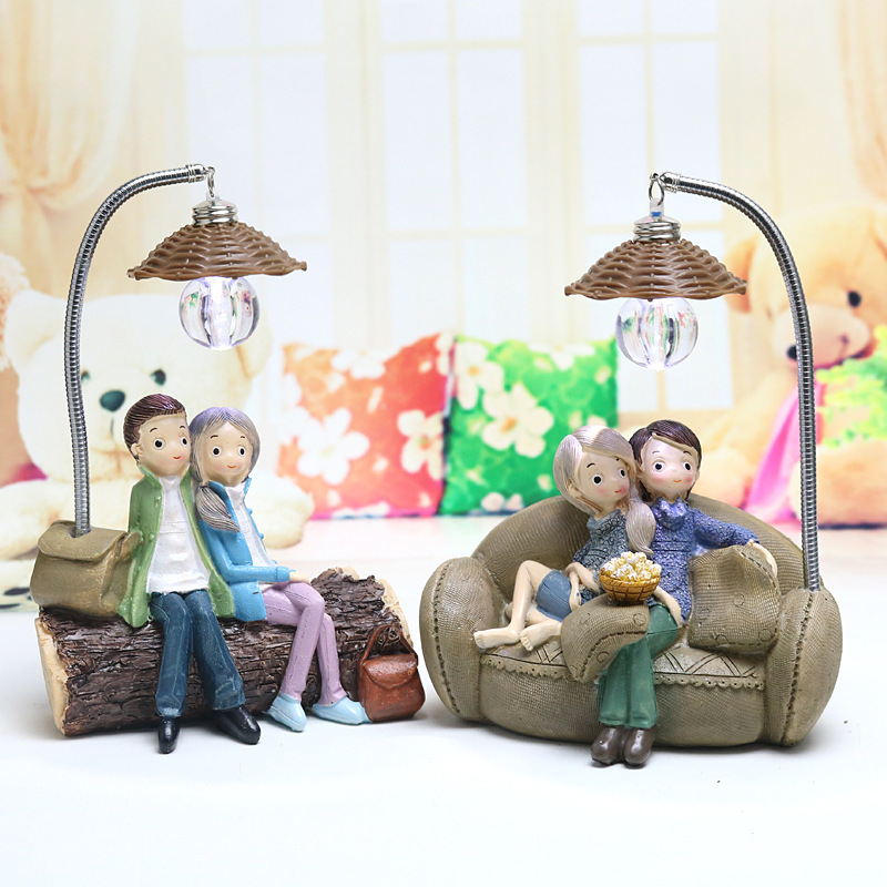 Creative Boy Girl Night Light Valentine's Day Gift Resin Craft Home Decoration ornaments