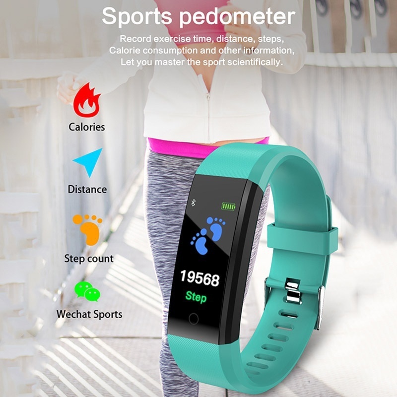 Smart wrist watch 115 fitness monitoring blood pressure sports watch, heart rate monitor wristband