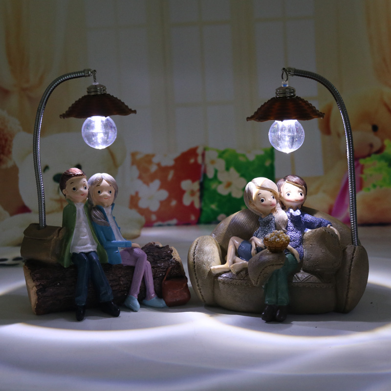 Creative Boy Girl Night Light Valentine's Day Gift Resin Craft Home Decoration ornaments