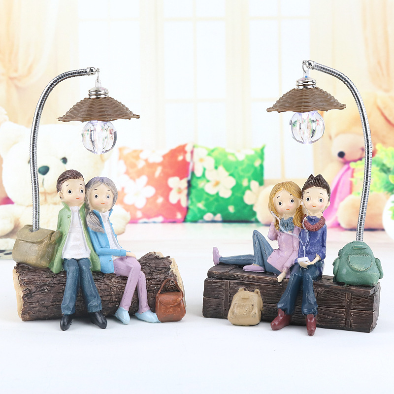 Creative Boy Girl Night Light Valentine's Day Gift Resin Craft Home Decoration ornaments