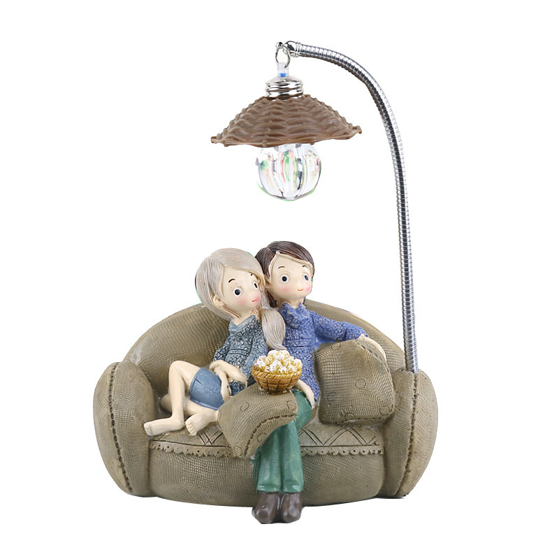 Creative Boy Girl Night Light Valentine's Day Gift Resin Craft Home Decoration ornaments