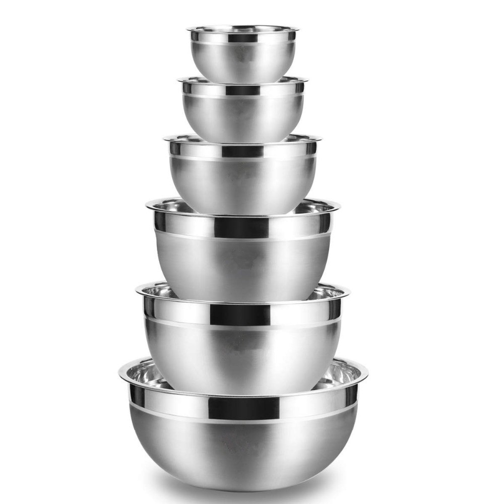 6 pcs stainless steel mixing bowls whisking bowls set mixing bowls for salad cooking for kitchen