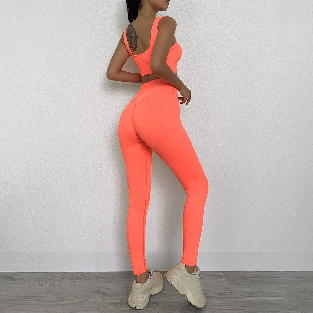 2022 new seamless folded peach hip lift yoga pants sports yoga fitness suit Pilates fitness run