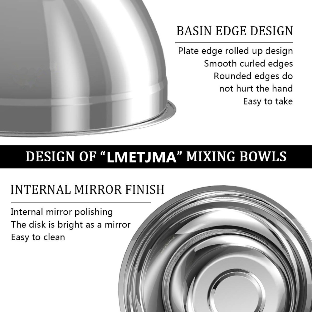 6 pcs stainless steel mixing bowls whisking bowls set mixing bowls for salad cooking for kitchen