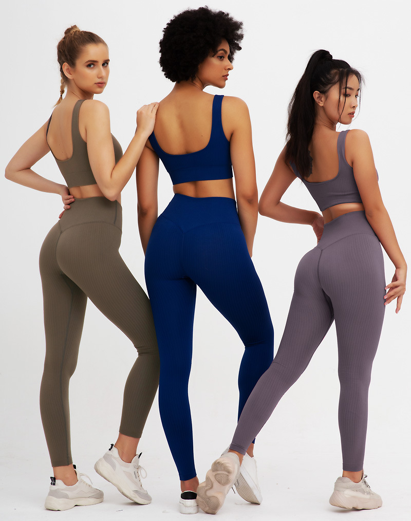 2022 new seamless folded peach hip lift yoga pants sports yoga fitness suit Pilates fitness run