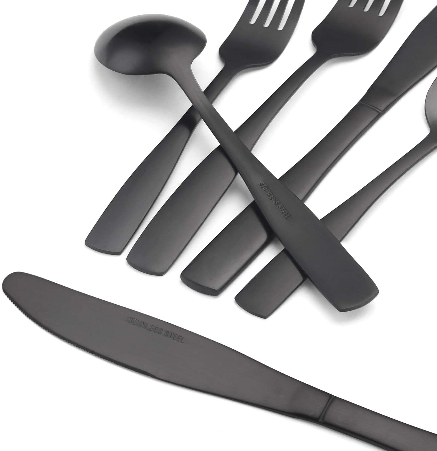 Matte black 20-piece stainless steel cutlery set, 4-person cutlery set, kitchen utensils