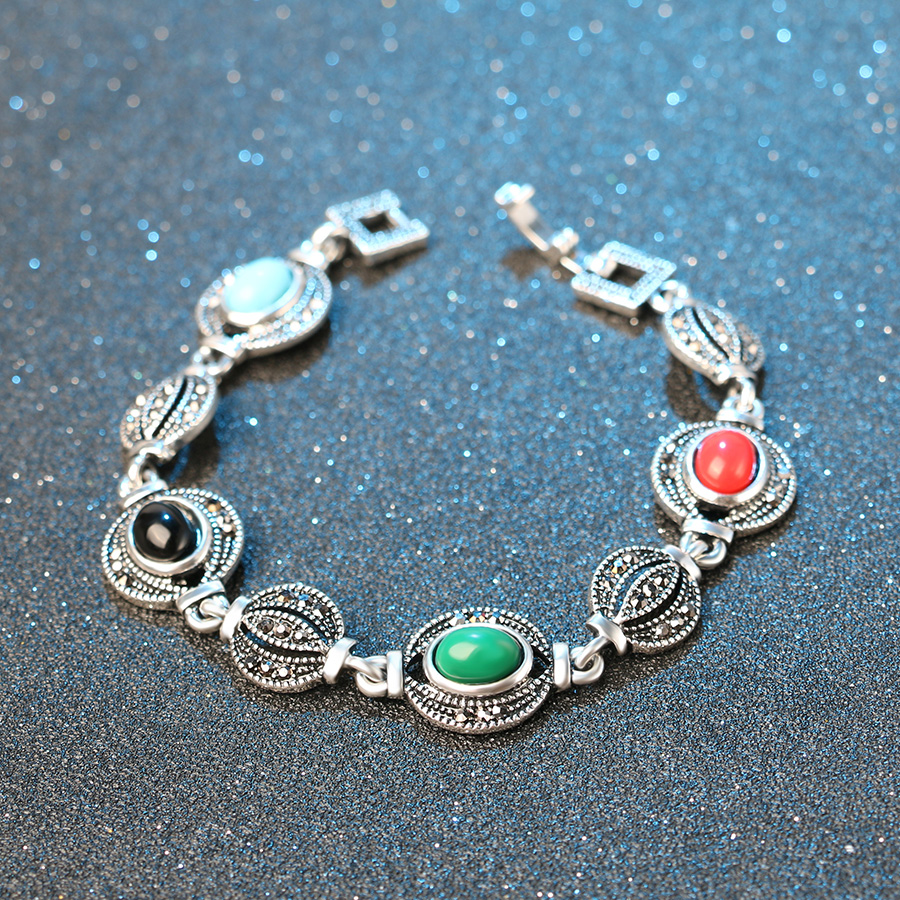 Oval watermelon alloy, tibet silver, bracelet lines for women ly0033, fine jewelry