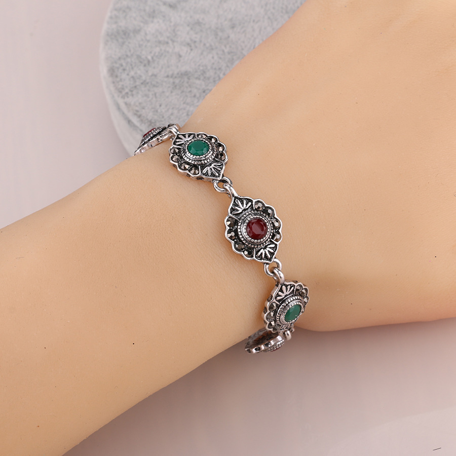 Oval watermelon alloy, tibet silver, bracelet lines for women ly0033, fine jewelry