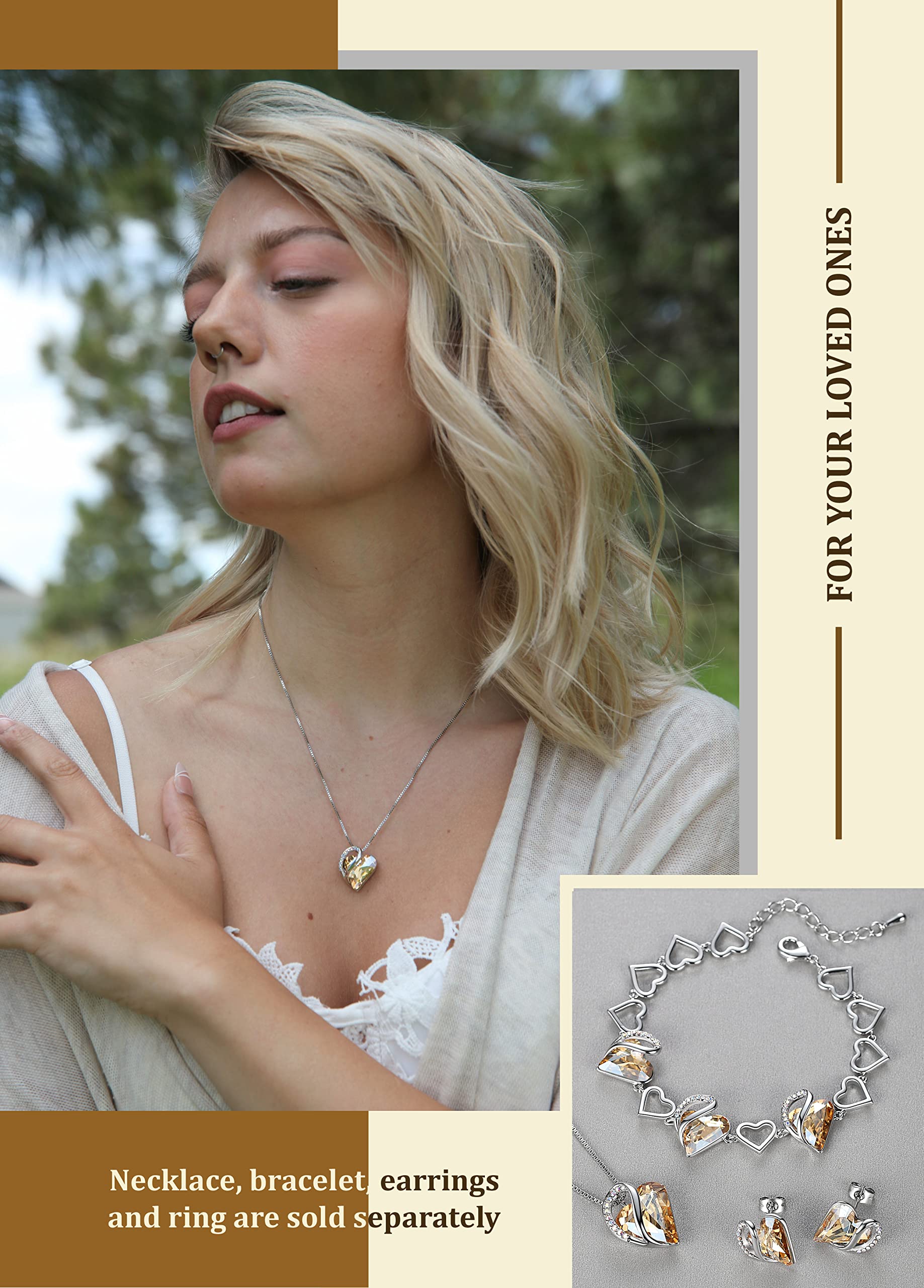 Pendant Necklace with Birthstone Crystals for 12 Months, Jewelry Gifts for Women