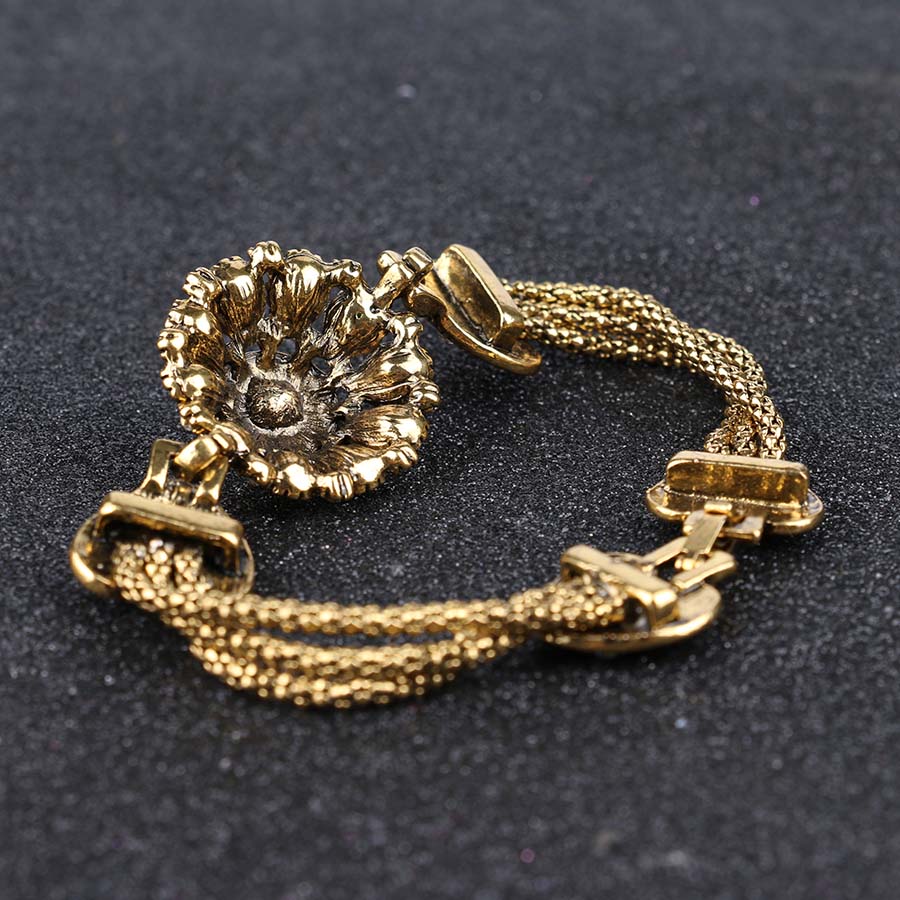 Turkish Bracelet for  Women Red Alloy Resin Golden Color Retro Bohemian Bracelet Roman Jewelry