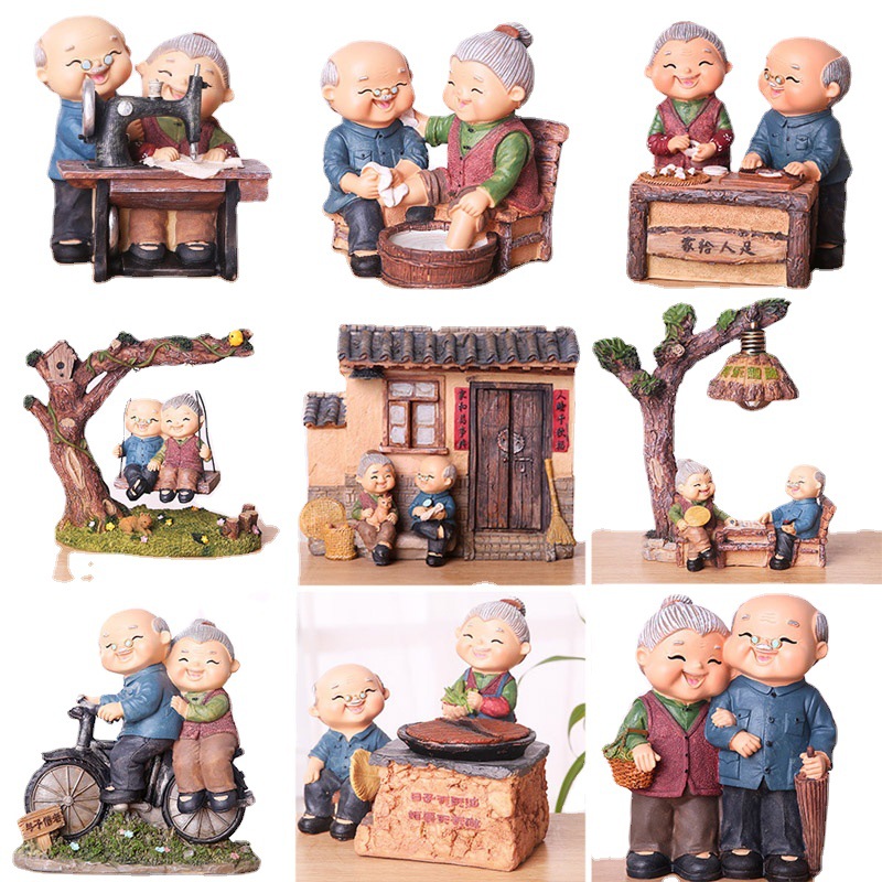 Creative old lady decorations wedding anniversary Christmas birthday resin decorations ornaments