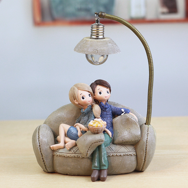 Creative Boy Girl Night Light Valentine's Day Gift Resin Craft Home Decoration ornaments