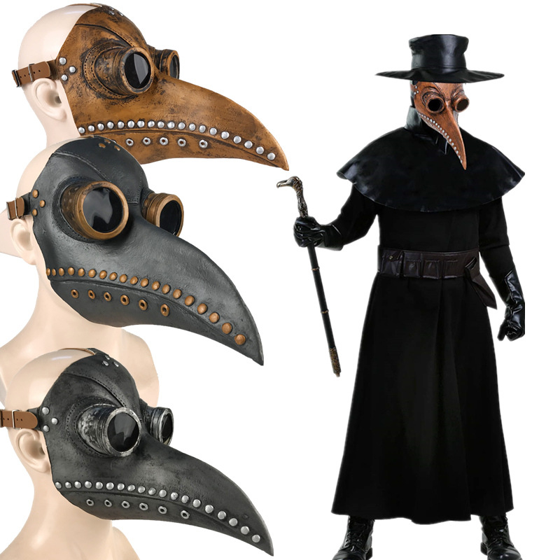 Halloween Medieval Steampunk Plague Doctor Bird Mask Latex Long Nose Halloween Event Cosplay Props