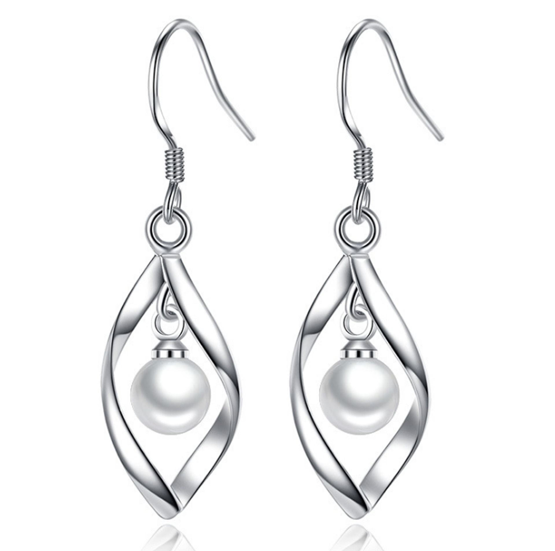925 sterling silver jewelry,temperament tassel earrings simple fashion twisted pearl earrings
