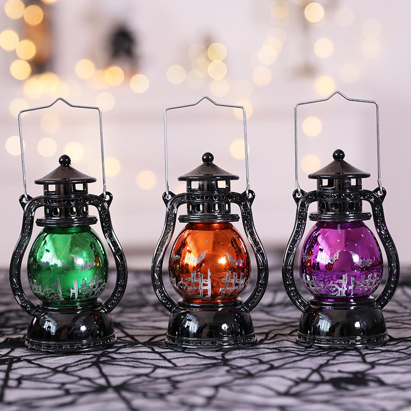 Halloween Retro Electroplating Small Oil Lamp Wind Light Dazzling Toys for Home Bar School