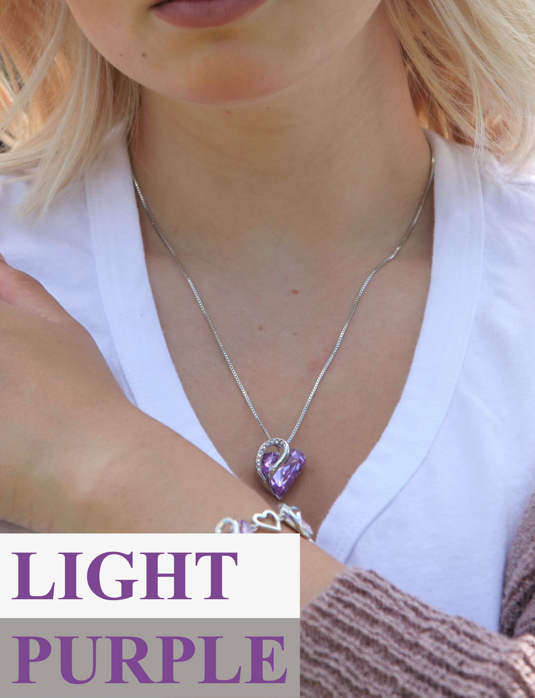 Pendant Necklace with Birthstone Crystals for 12 Months, Jewelry Gifts for Women