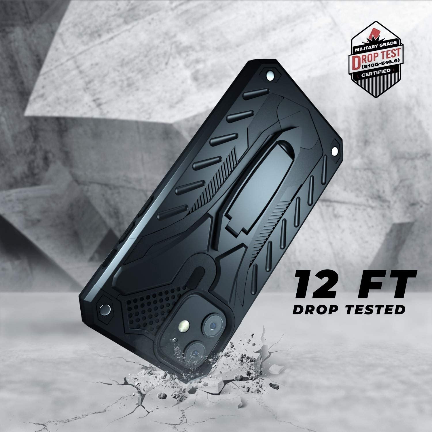 iPhone 12 Pro Case with Kickstand, Military Grade 12ft. Drop Tested - Blue