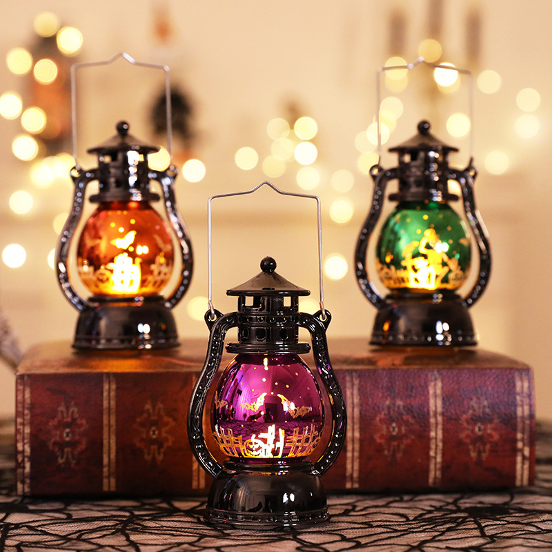 Halloween Retro Electroplating Small Oil Lamp Wind Light Dazzling Toys for Home Bar School