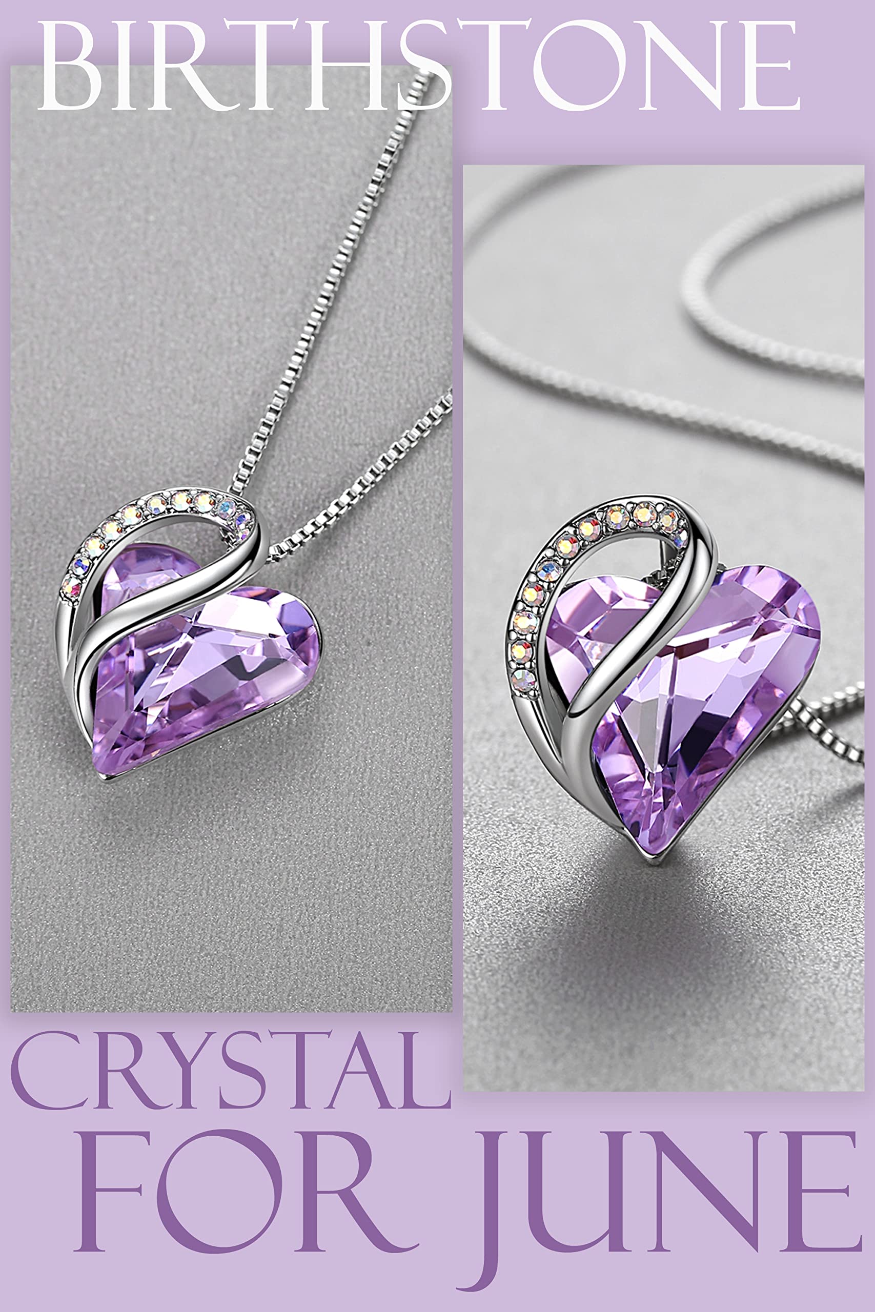 Pendant Necklace with Birthstone Crystals for 12 Months, Jewelry Gifts for Women