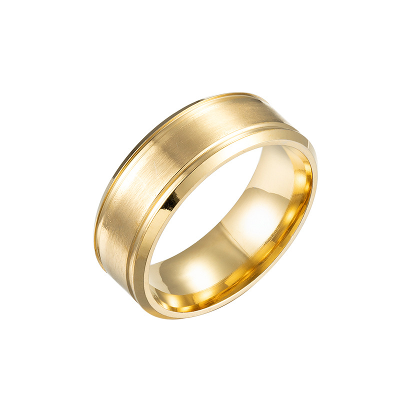 8mm gold men's and women's ring, fashion single gold ring, for couple, women's jewelry, gift