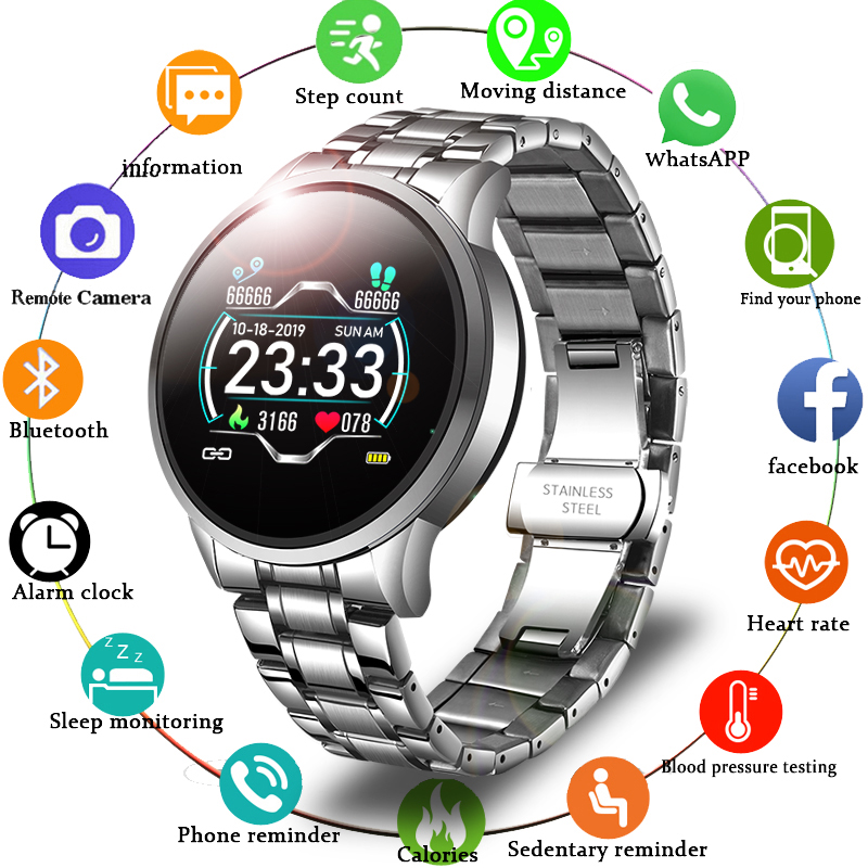 Waterproof men's watch, smart sports watch with alarm, heart rate and pressure monitor