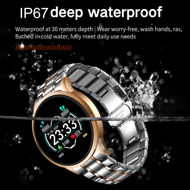 Waterproof men's watch, smart sports watch with alarm, heart rate and pressure monitor