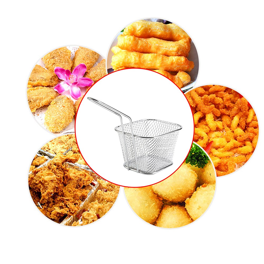 8pcs stainless steel chips deep fry baskets presentation food strainer tool kitchen basket tool