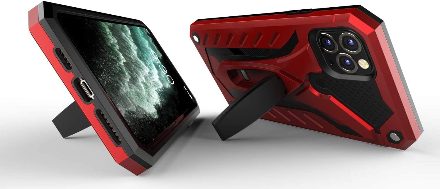 iPhone 12 Pro Case with Kickstand, Military Grade 12ft. Drop Tested- Red