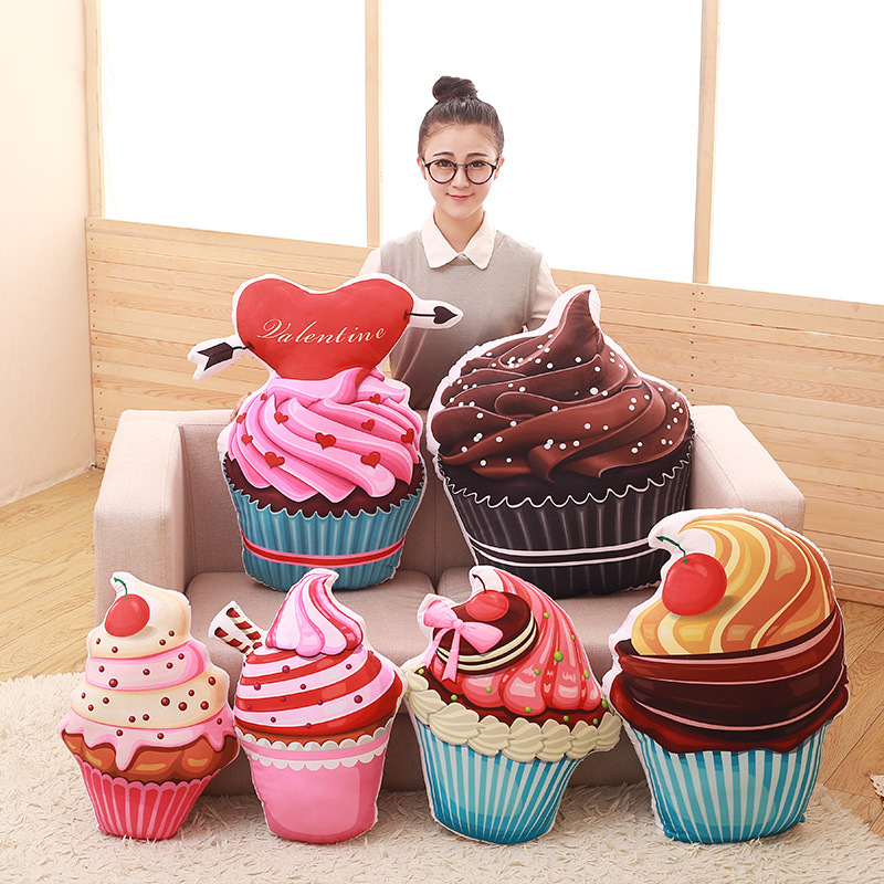 Simulation Creative PP Cotton Squishy 3D Ice Cream Throw Pillow Plush Sofa Bed Office Cushion