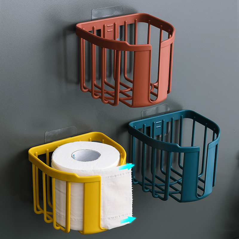 Wall mounted self-adhesive toilet paper rack bathroom kitchen accessories paper towel box