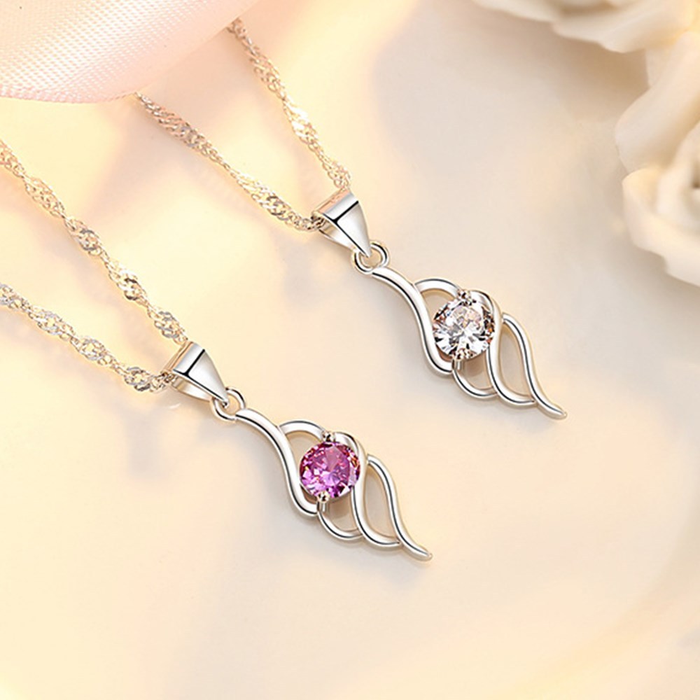 925 Sterling Silver Women's Fashion Jewelry Crystal Zircon Hollow Heart Pendant Necklace