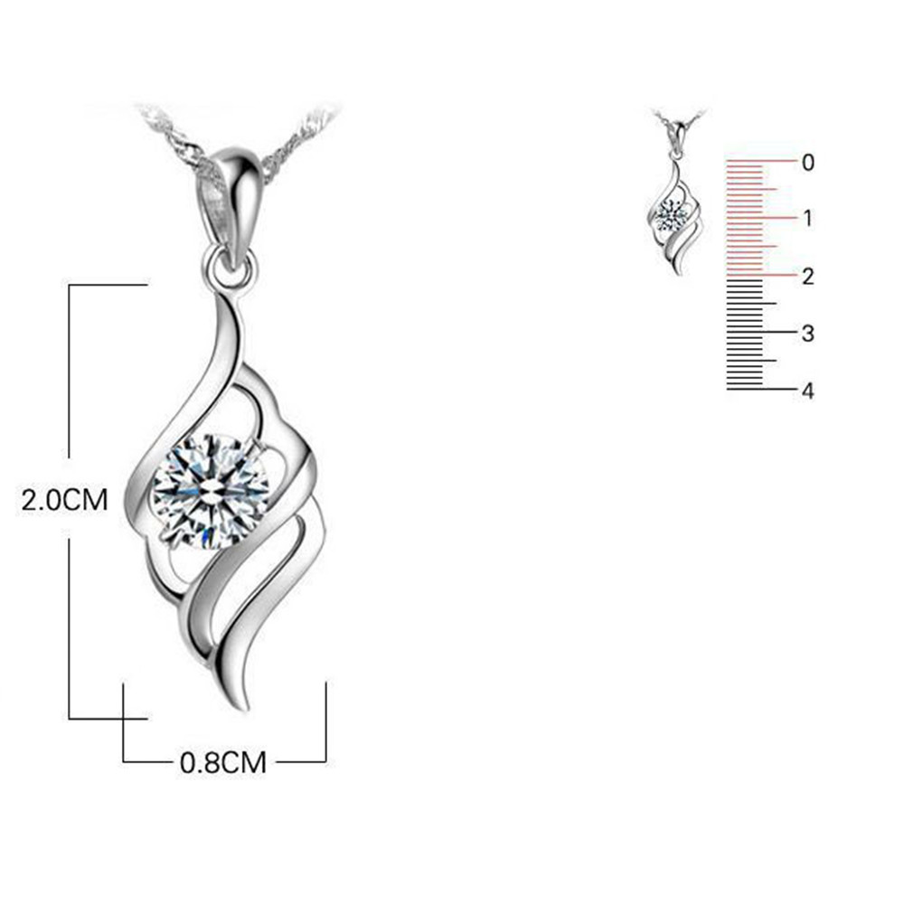 925 Sterling Silver Women's Fashion Jewelry Crystal Zircon Hollow Heart Pendant Necklace