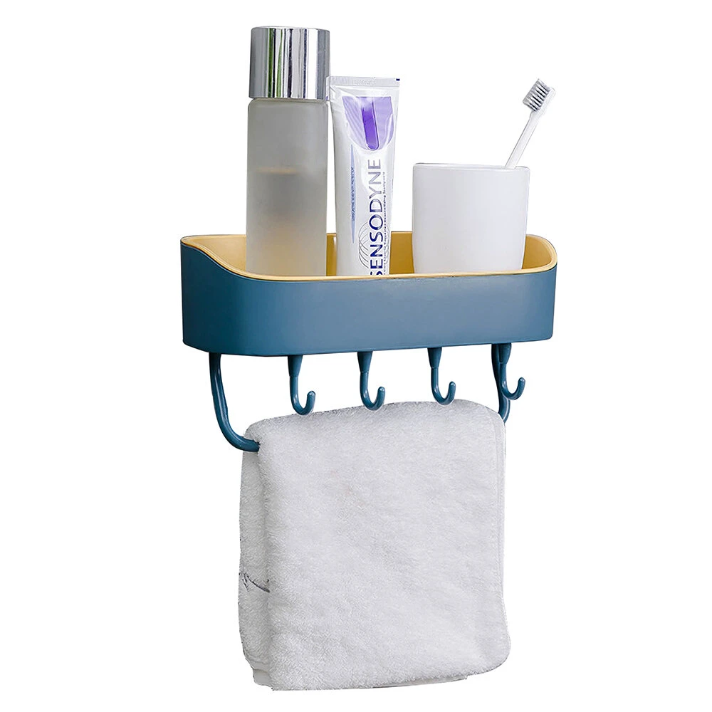 Bathroom Wall-mounted Storage Shelf Kitchen Storage Caddy Rack Organizer Tray Towel Holder
